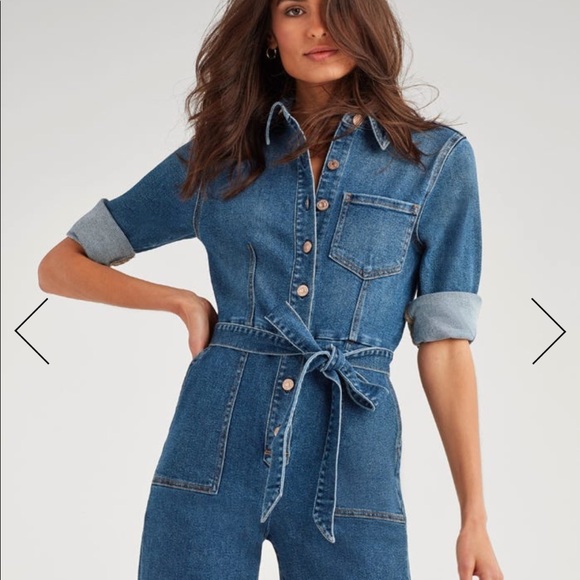 7 for all Mankind vintage cropped denim jumpsuit - Picture 5 of 15